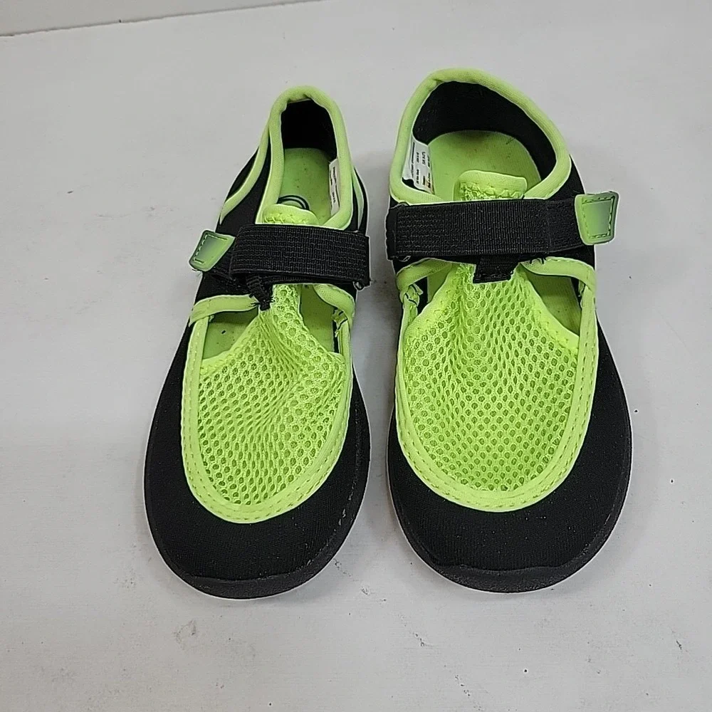 Wonder Nation‎ Toddler Water Shoes Sz 9-10 Neon Green Black Mesh Strap Comfy